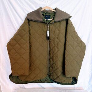 NWT Banana Republic XXL Nylon Quilted Jacket Olive Green Oversized H2O resistant